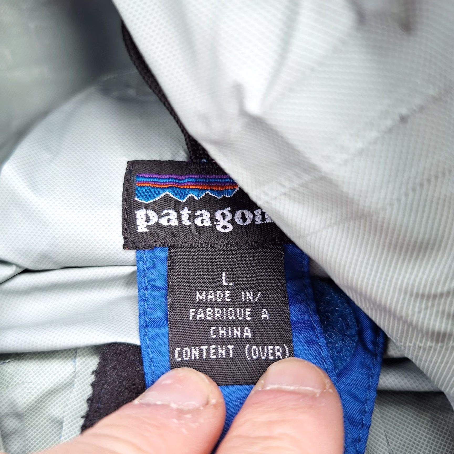 Patagonia Super Cell Rain Jacket Mens Blue Full Zip Hooded Hiking - Large