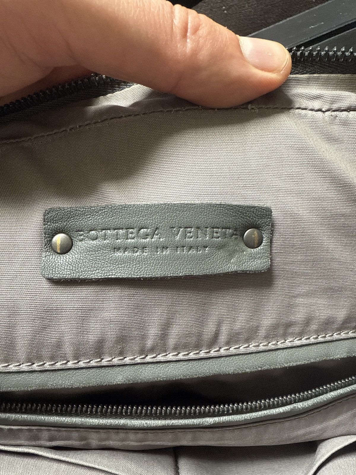 Bottega Veneta Intrecciato Leather Laptop Briefcase Bag in Grey & Teal Size ONE SIZE - 24 Thumbnail