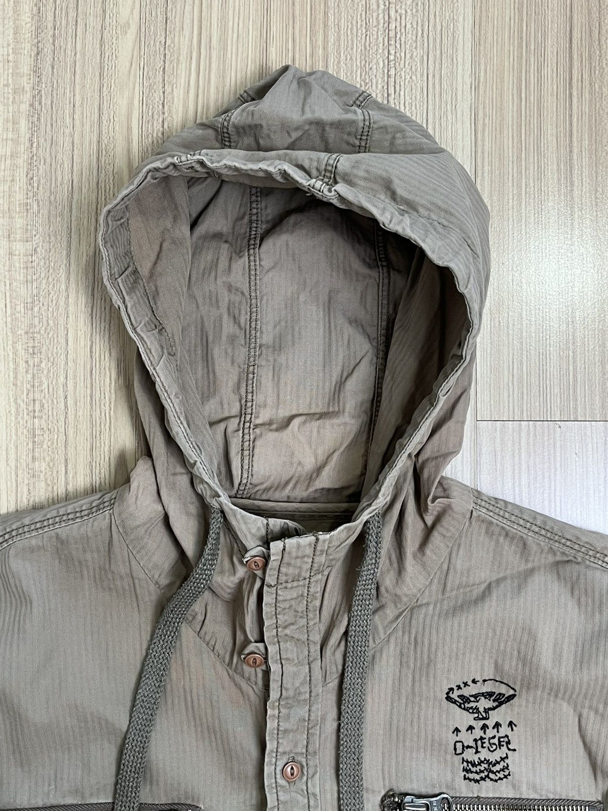 Vintage Vintage Diesel Hooded Shirt Military Style Size US XS / EU 42 / 0 - 10 Thumbnail