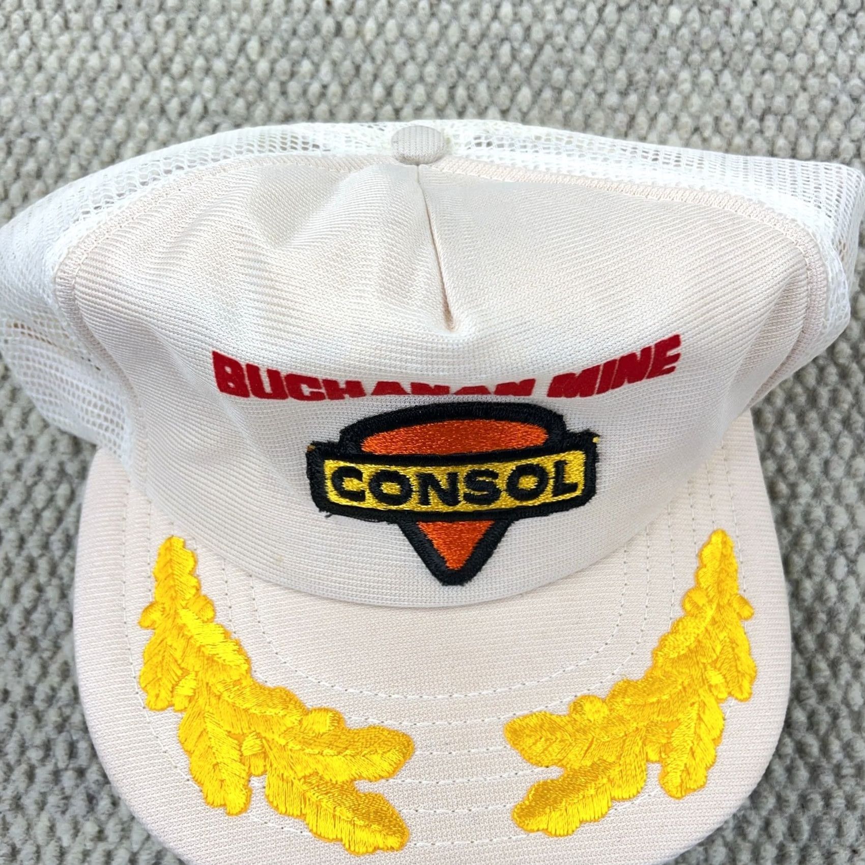Coal VINTAGE Buchanan Coal Mine Trucker Hat 80s 90s Made In USA White Consol Patch Leafs Mens One Size Size ONE SIZE - 4 Thumbnail