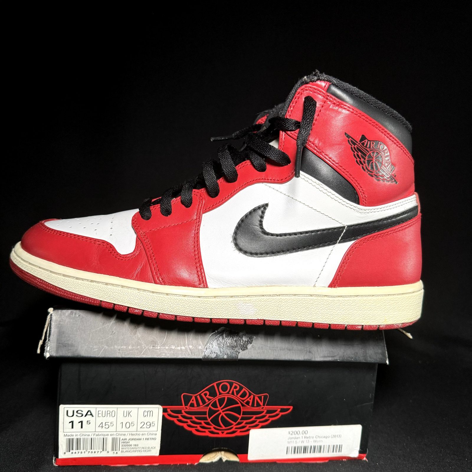 Jordan Brand Nike Air Jordan 1 Retro High Chicago 2013 Men's Shoes Size US 11.5 / EU 44-45 - 8 Thumbnail