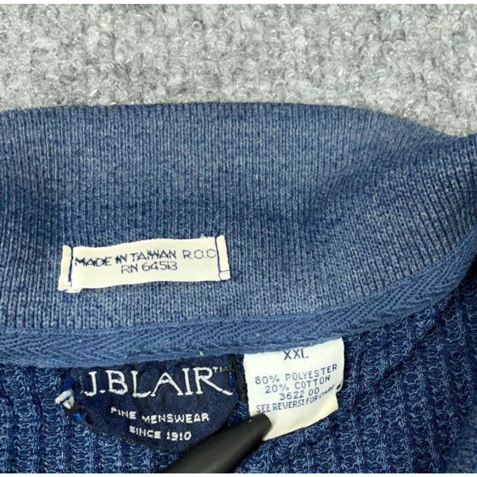 Blair VINTAGE Dad Style Thermal Collared Sweater Adult 2XL Blue Blair Size US XXL / EU 58 / 5 - 3 Thumbnail