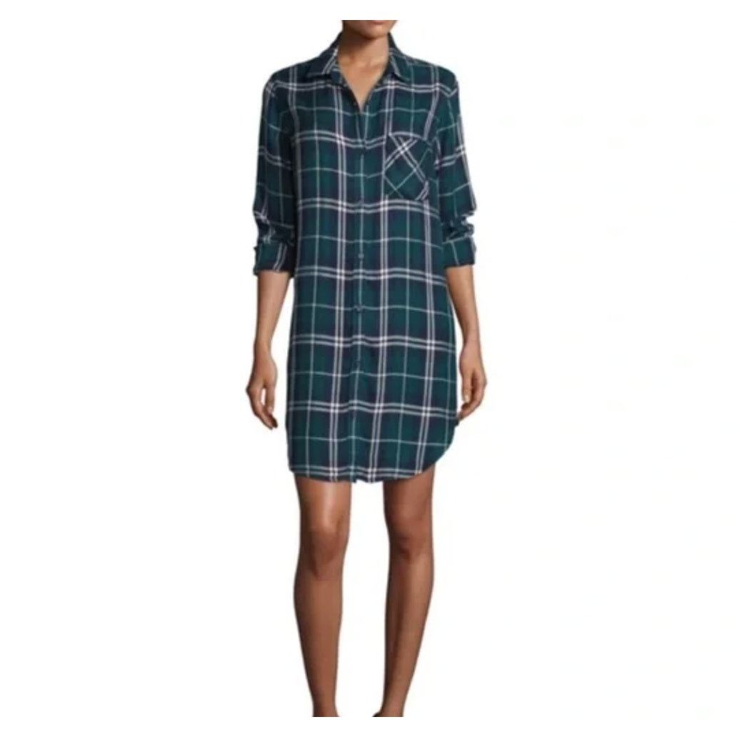 Rails RAILS Bianca Green Plaid Button Front Shift Shirt Dress Sz S Size S / US 4 / IT 40 - 1 Thumbnail