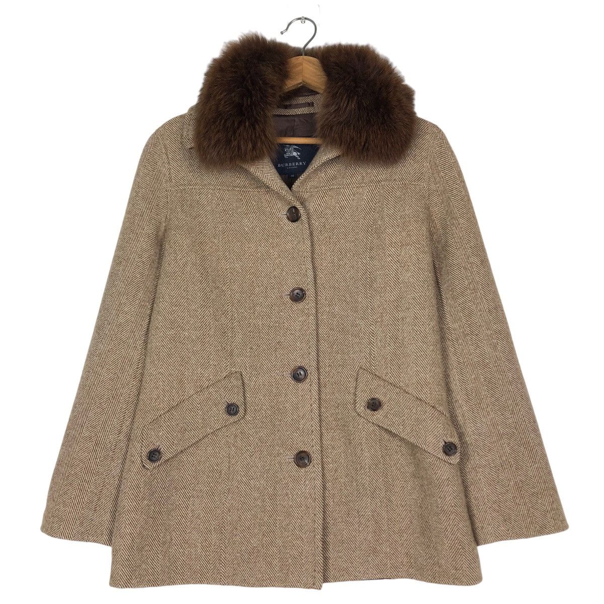 Burberry 🔥Vintage Wool Jacket Burberry Nova Check Mink Fur Collar Size US M / EU 48-50 / 2 - 1 Thumbnail