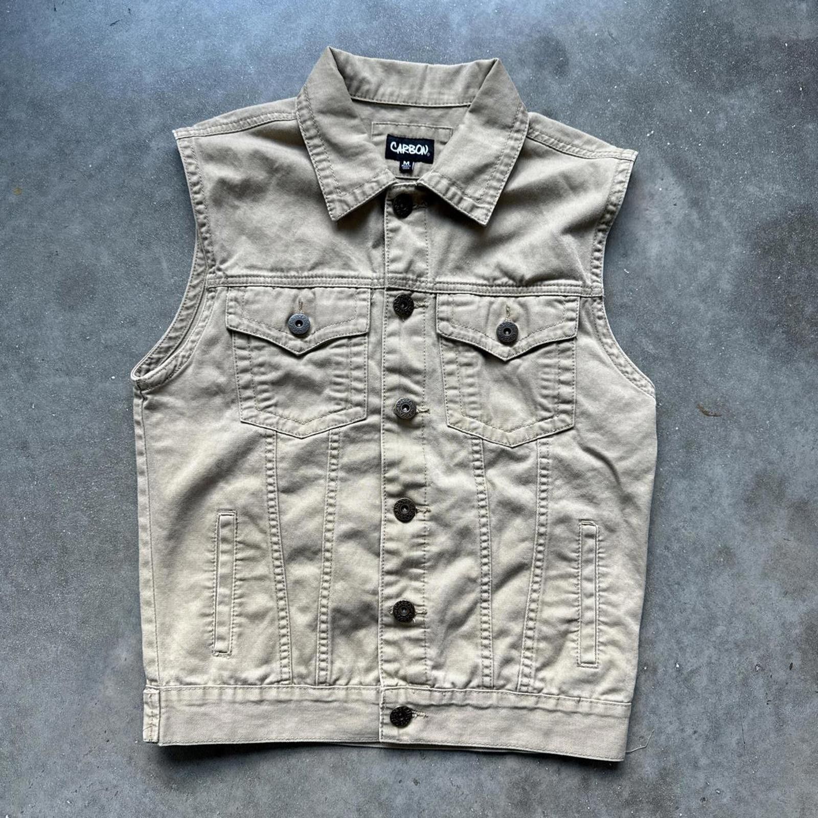 Carbon Carbon Utility Beige Jean Button Up Vest Size US M / EU 48-50 / 2 - 1 Thumbnail