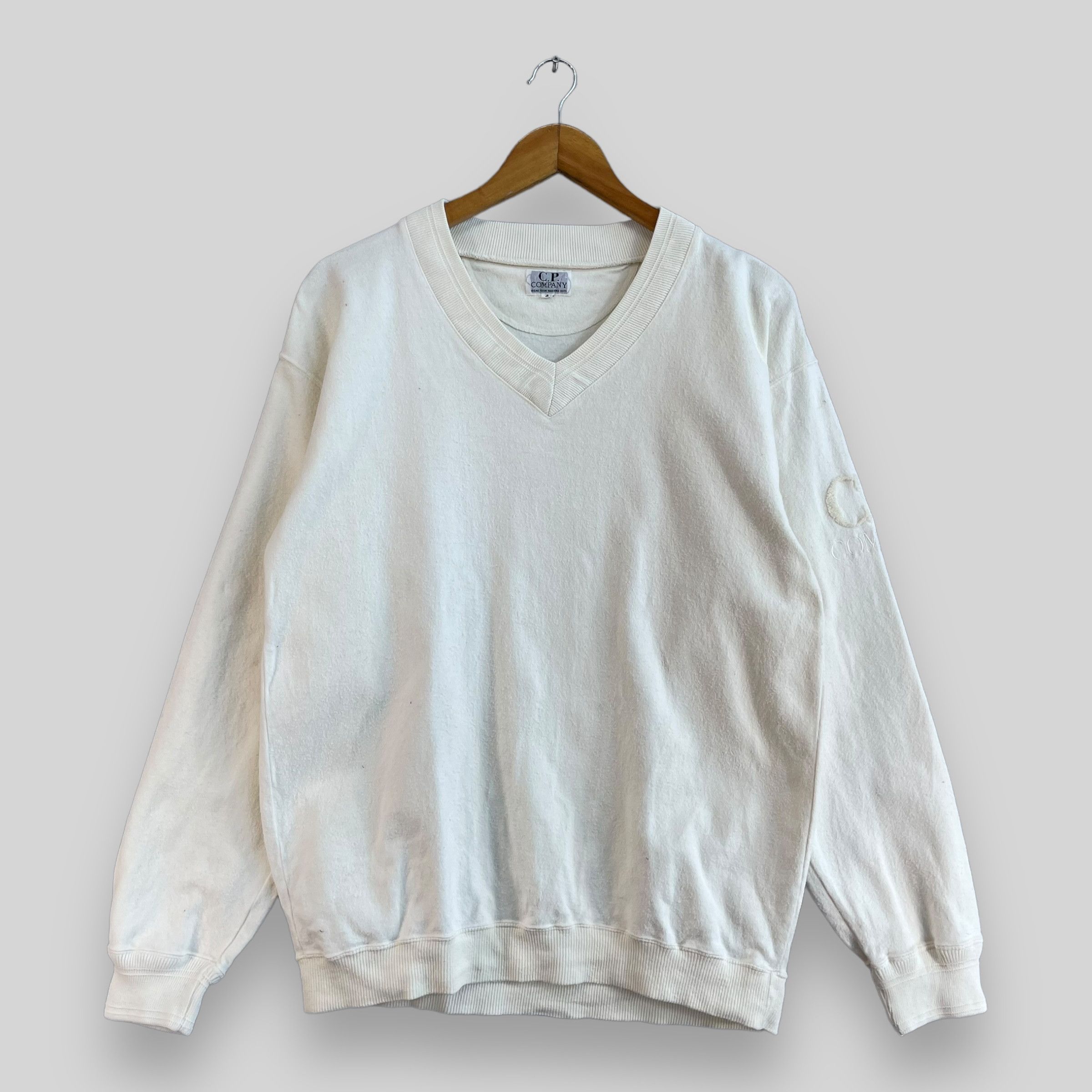 C.P. Company × Massimo Osti × Vintage Vintage 90s CP COMPANY Big Logo Vneck Sweater Size US M / EU 48-50 / 2 - 1 Thumbnail