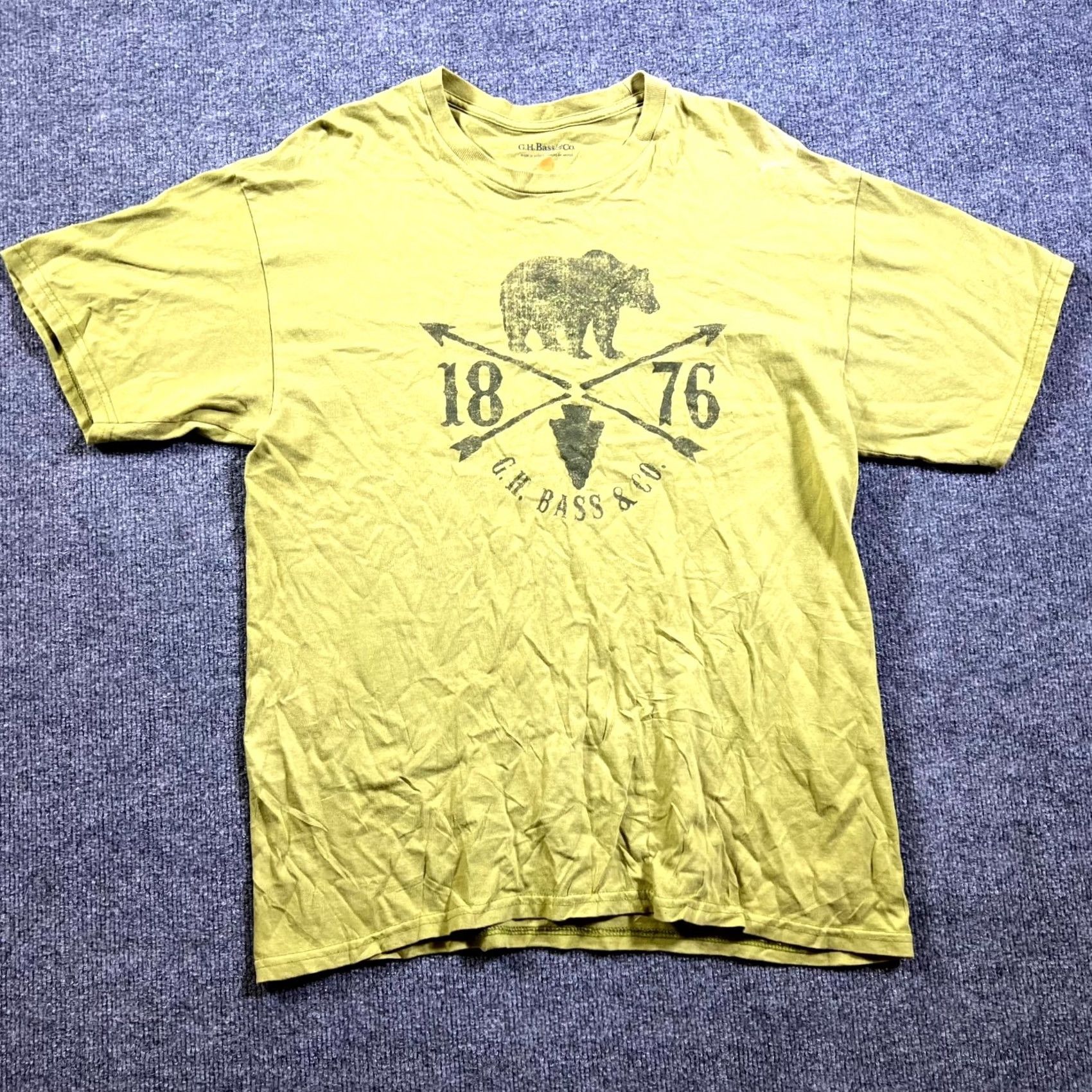 Vintage G.H. Bass & Co. T-Shirt Mens Olive Green Graphic Bear And Arrow 1876 Streetwear Large Size US L / EU 52-54 / 3 - 2 Thumbnail