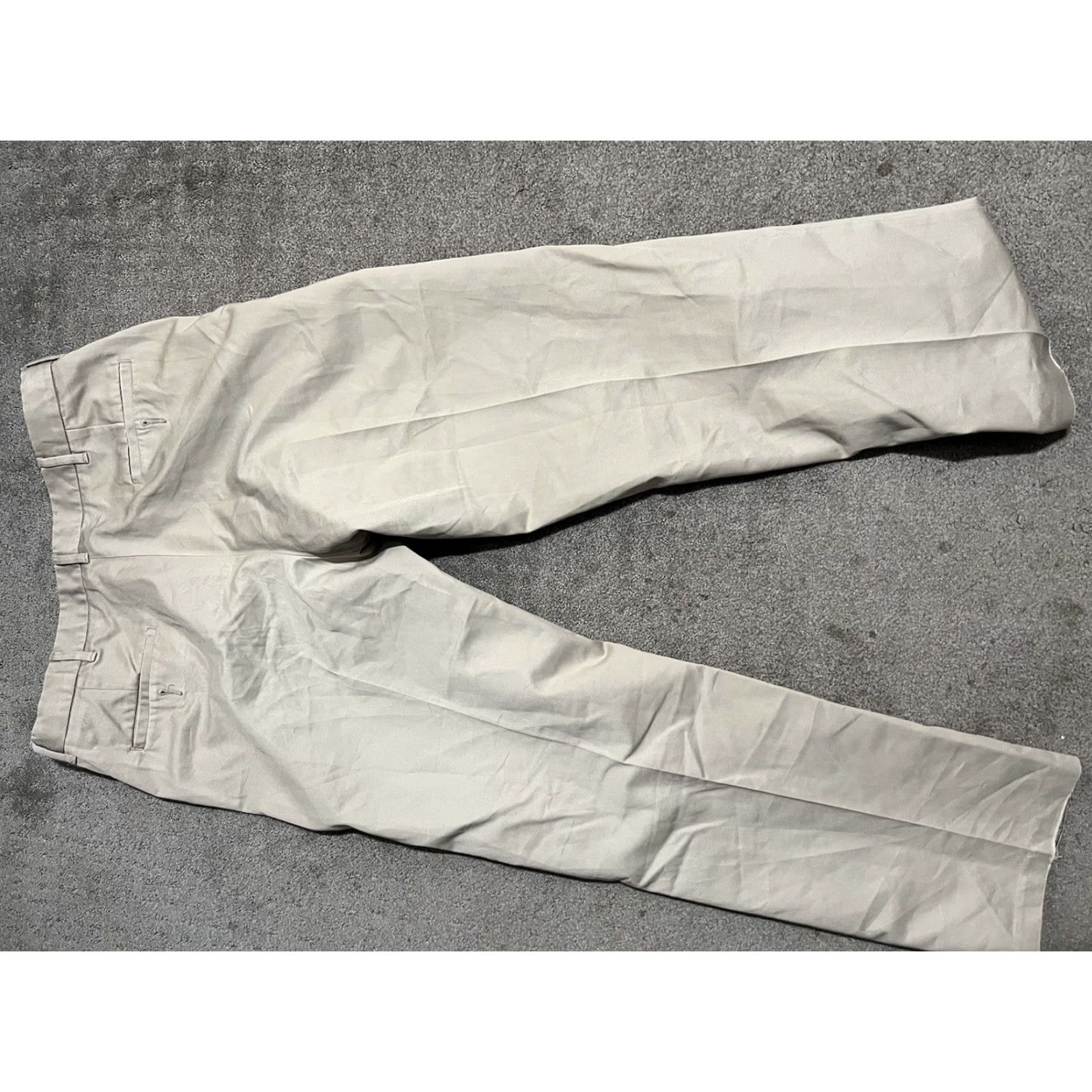 Haggar Haggar Q Beige Solid Cotton Flat Front Mens Dress Pants 36x32 Size US 36 / EU 52 - 3 Thumbnail
