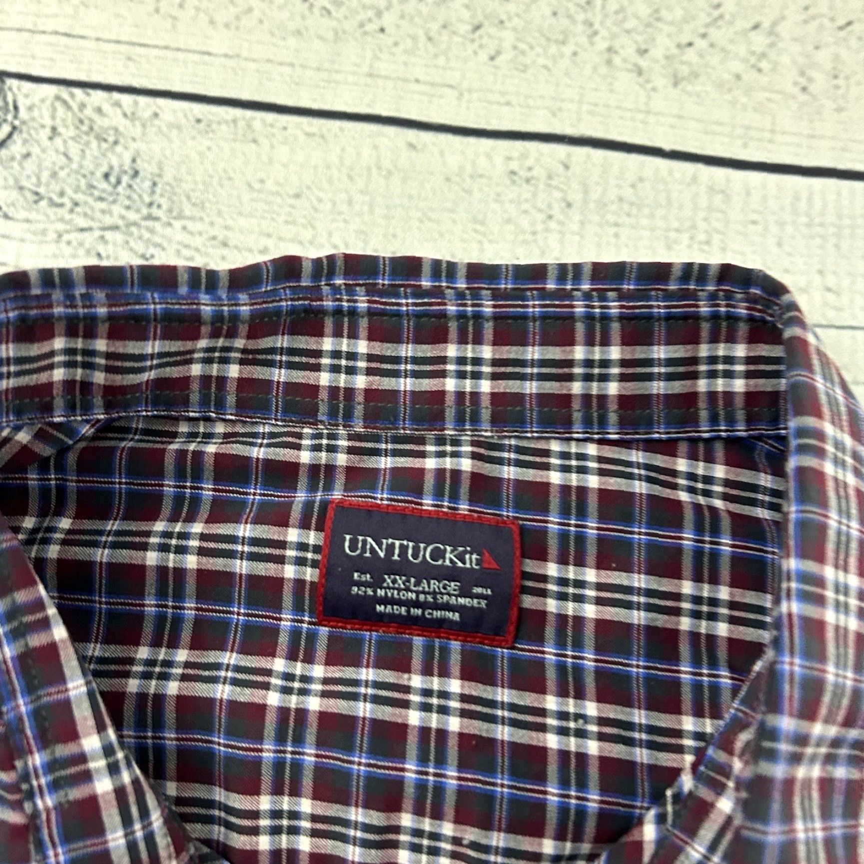 UNTUCKit UNTUCKit Long Sleeve Plaid Button-Up Shirt Men's 2XL Blue Red Knit Nylon? Size US XXL / EU 58 / 5 - 2 Thumbnail