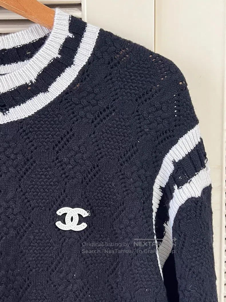 Chanel Chanel 22C black and white colour-block knitted sweater Size XXS / US 00 / IT 34 - 4 Thumbnail
