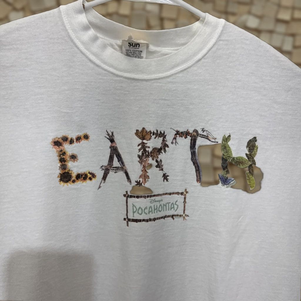 VINTAGE Pocahontas 90s Movie Promo T-Shirt Disney Earth Graphic Tee 2XL White Unisex