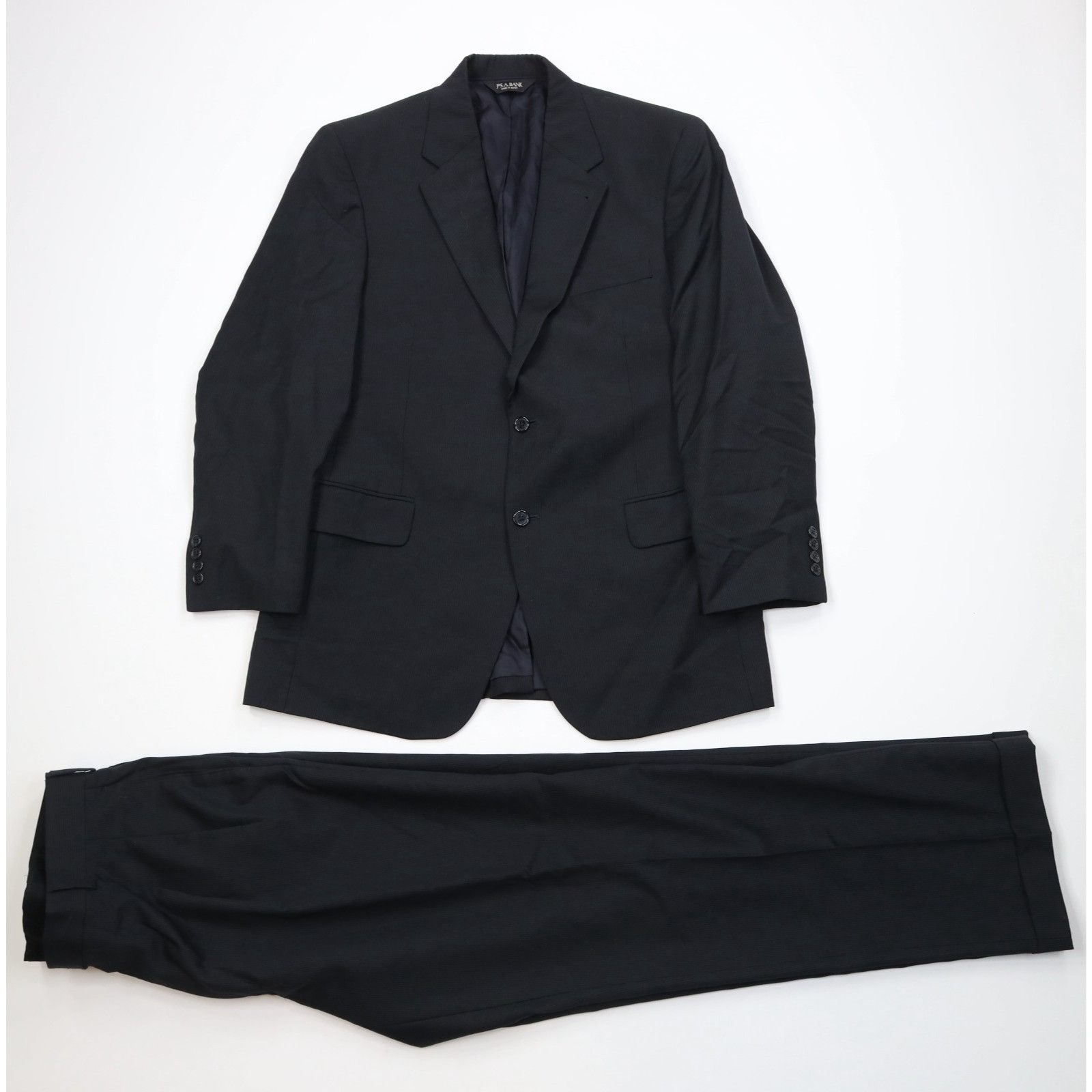 Jos. A. Bank Jos A Bank Signature2 Piece Wool Striped Suit Black Size 40R - 1 Thumbnail
