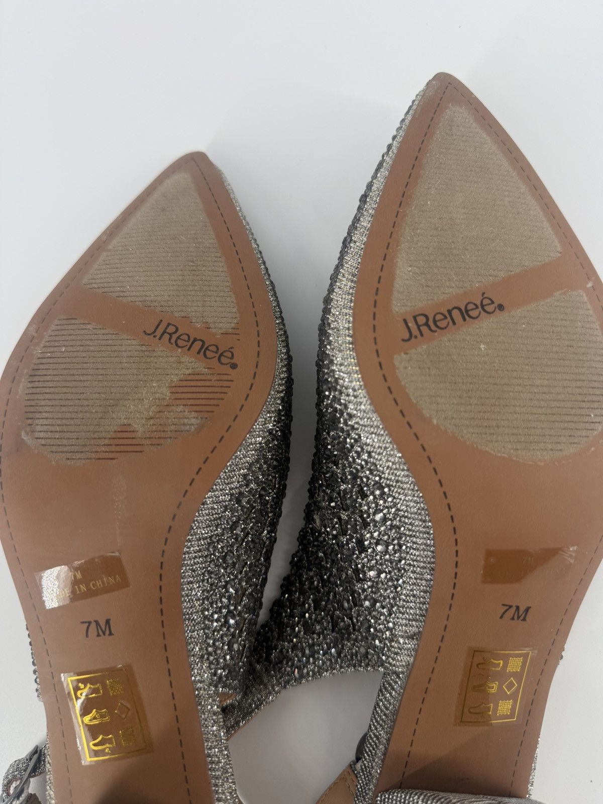 Other J Renee Pranil Pewter Silver Rhinestone Slingback Pumps Heel Size US 7 / IT 37 - 9 Thumbnail
