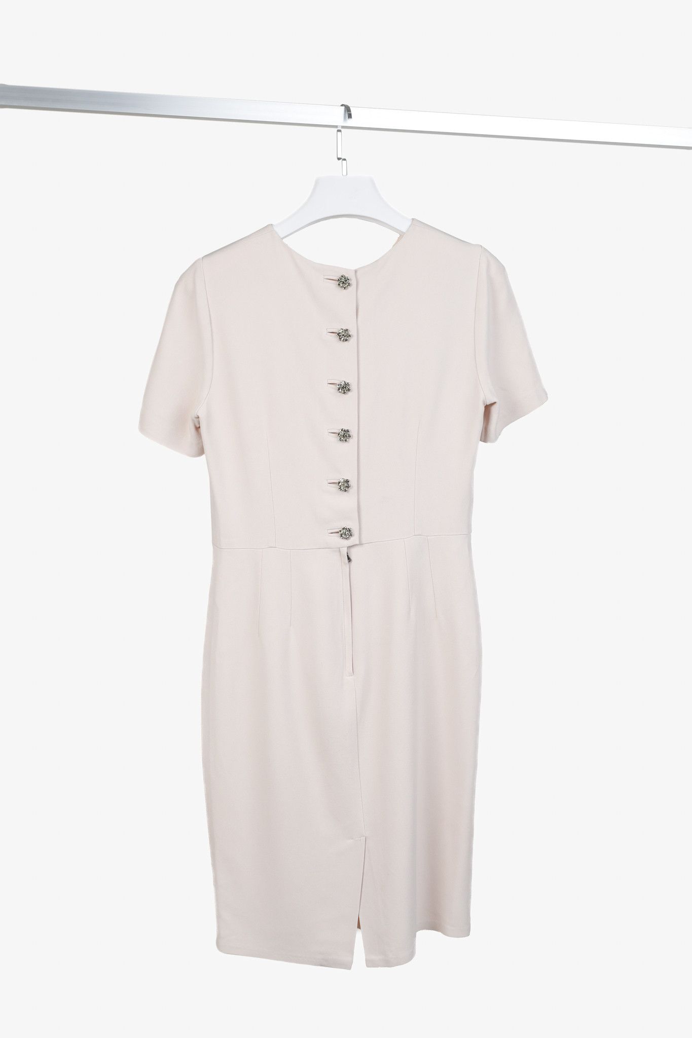 Dolce & Gabbana Dolce & Gabbana Pink Crepe Crystal-Button-Back Midi Dress Size M / US 6-8 / IT 42-44 - 2 Thumbnail