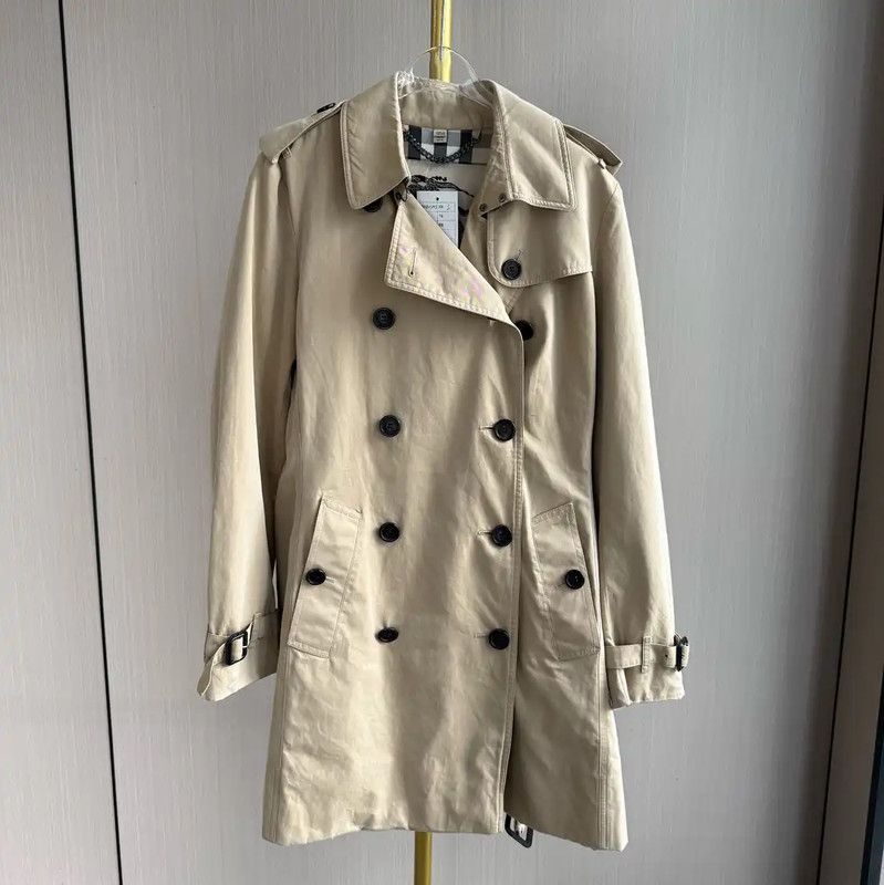 Burberry Burberry Women's Khaki Cotton Trench Coat Size L / US 10 / IT 46 - 1 Thumbnail
