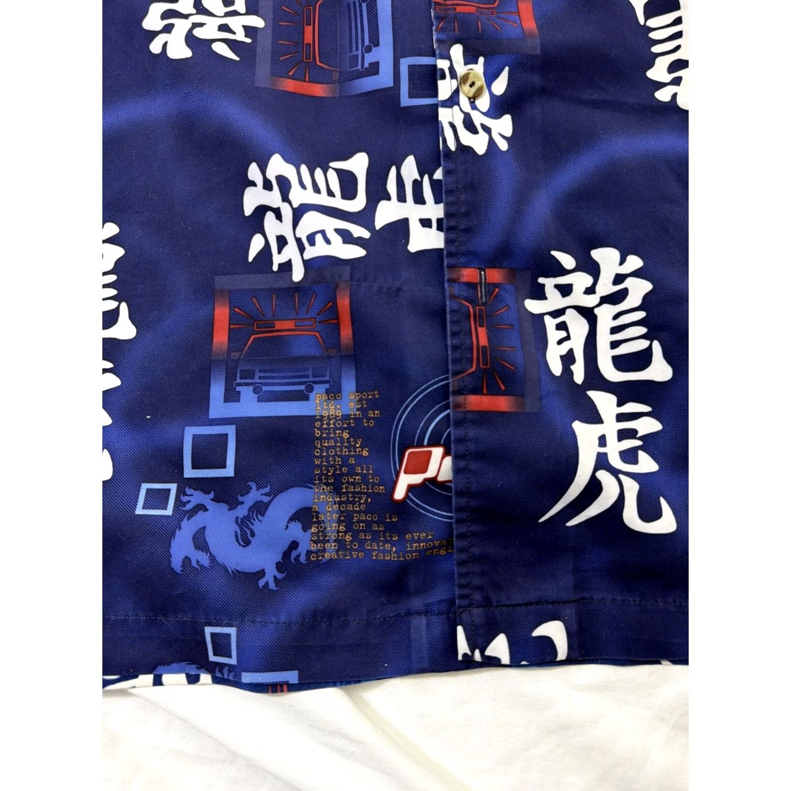 Vintage VINTAGE Paco Shirt Adult Large Blue Asian Dragon Streetwear Button Men L Flaw Size US L / EU 52-54 / 3 - 3 Thumbnail