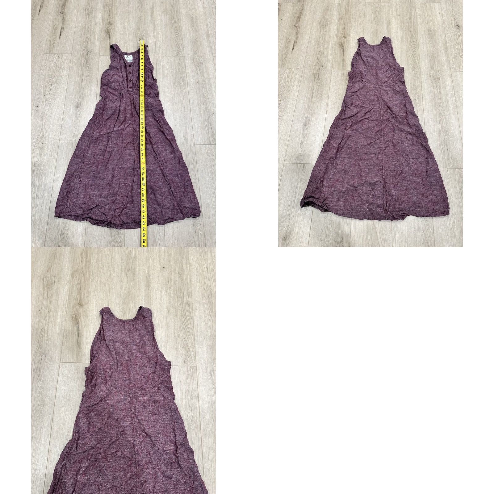 FLAX FLAX by Jeanne Engelhart Plum Linen Dress Sleeveless Button Size Small Women Long Pockets Size 28" / US 6 / IT 42 - 8 Thumbnail