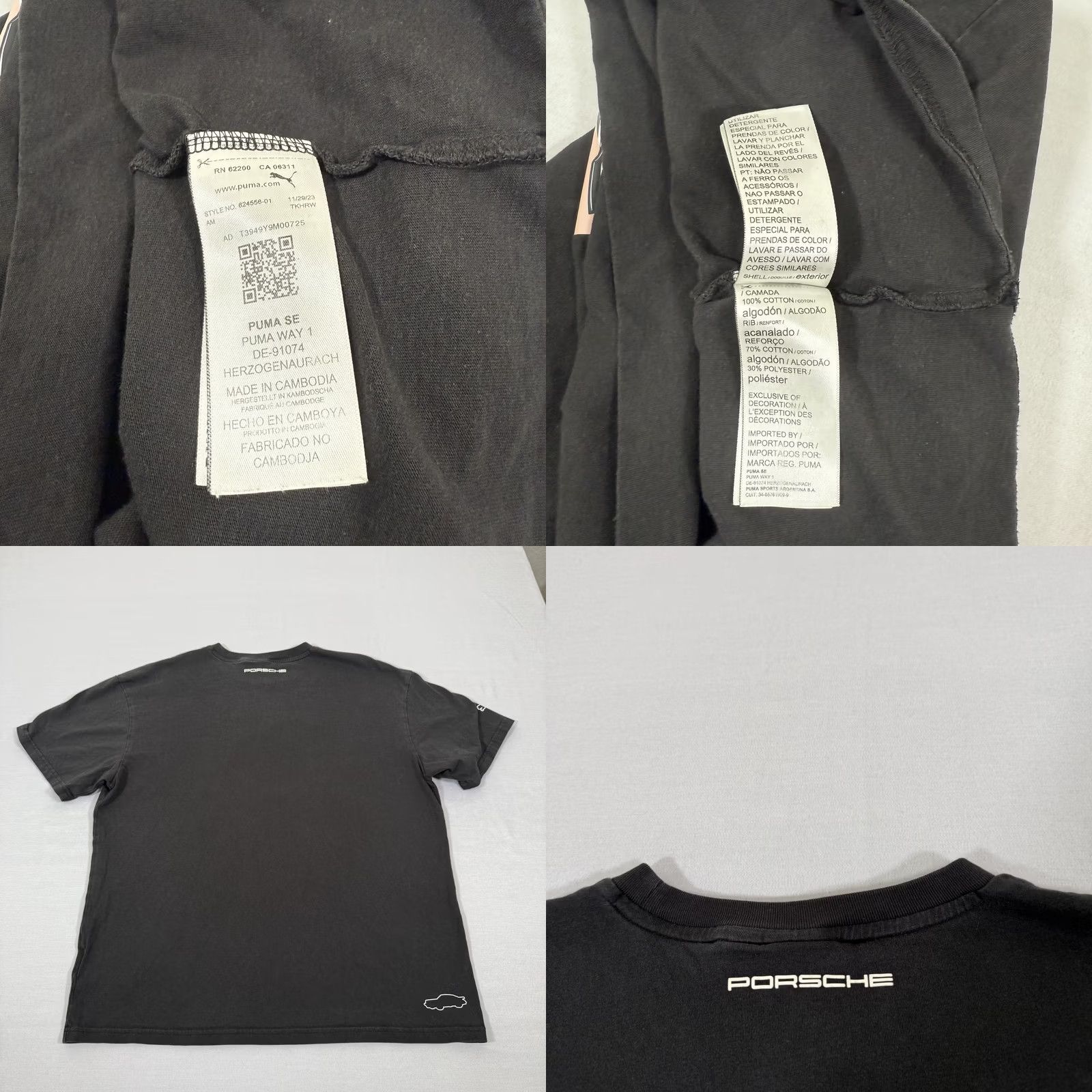 Puma Puma Shirt Mens Large Black Porsche 911 Turbo Car Tee Racing Stretch Cotton Size US L / EU 52-54 / 3 - 8 Thumbnail