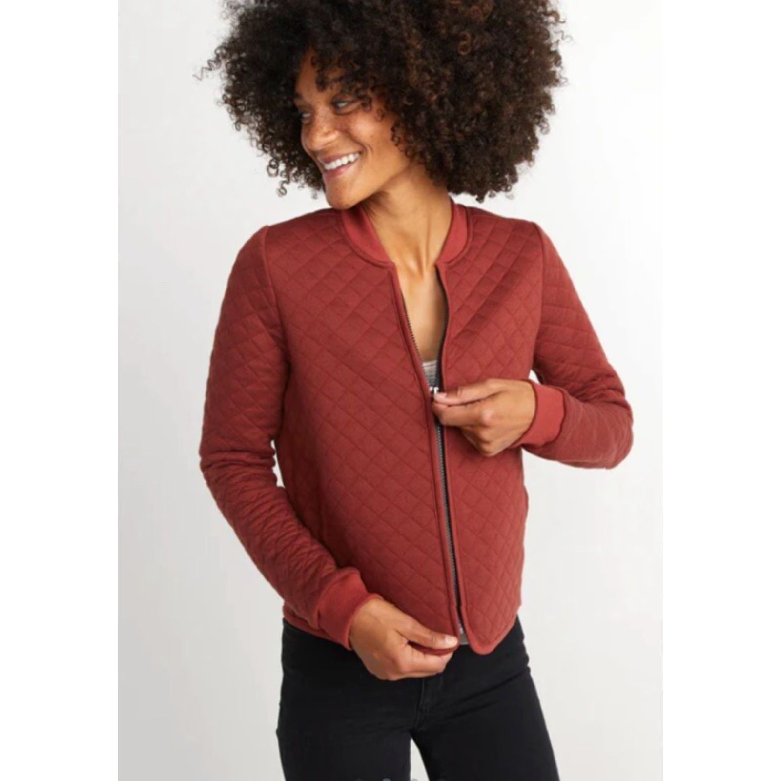 Marine Layer VINTAGE Marine Layer Mya Quilted Swing Bomber Jacket Henna L Womens Orangish Brown Quilted Swing Bomber Jacket EUC Size L / US 10 / IT 46 - 2 Thumbnail