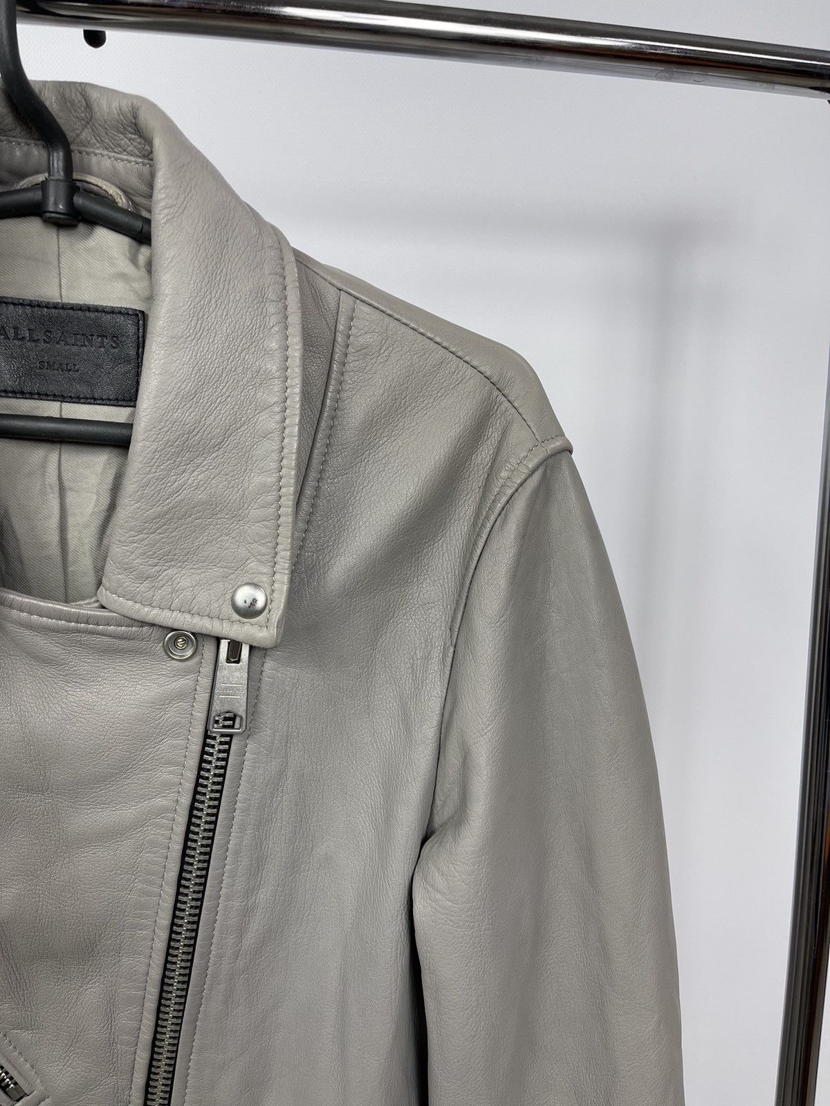 Allsaints AllSaints Men’s Leather Oversized Biker Jaket Size S Grey Size US S / EU 44-46 / 1 - 2 Thumbnail