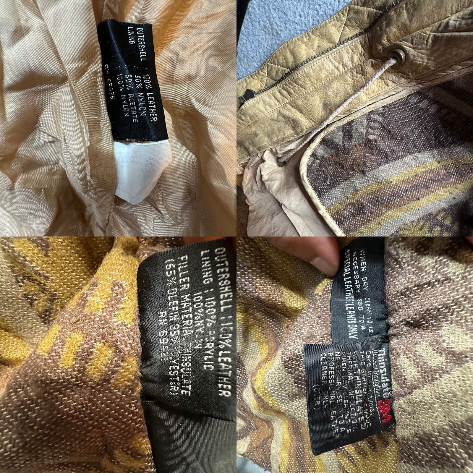 Vintage VINTAGE Adventure Bound Thinsulate Leather Coat Jacket Hooded Womens XL Beige Tan Aztec Southwestern Long Coat with Zipper Pockets Size XL / US 12-14 / IT 48-50 - 8 Thumbnail