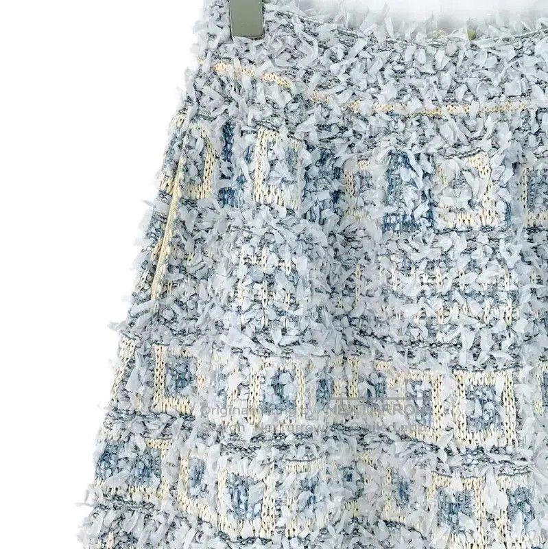Chanel Chanel Light Blue Wool Blend Skirt . Size 23" - 3 Thumbnail