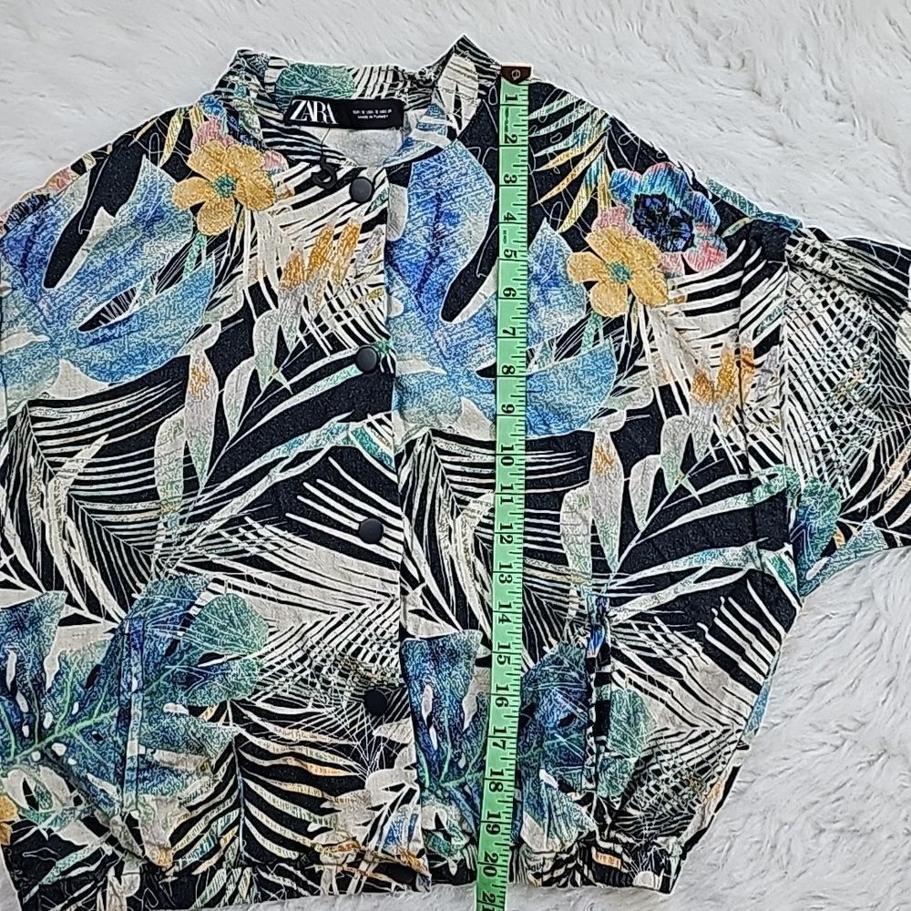 Zara Zara -962 Women's Floral Tropical Lightweight Jacket Linen B Size S / US 4 / IT 40 - 6 Thumbnail