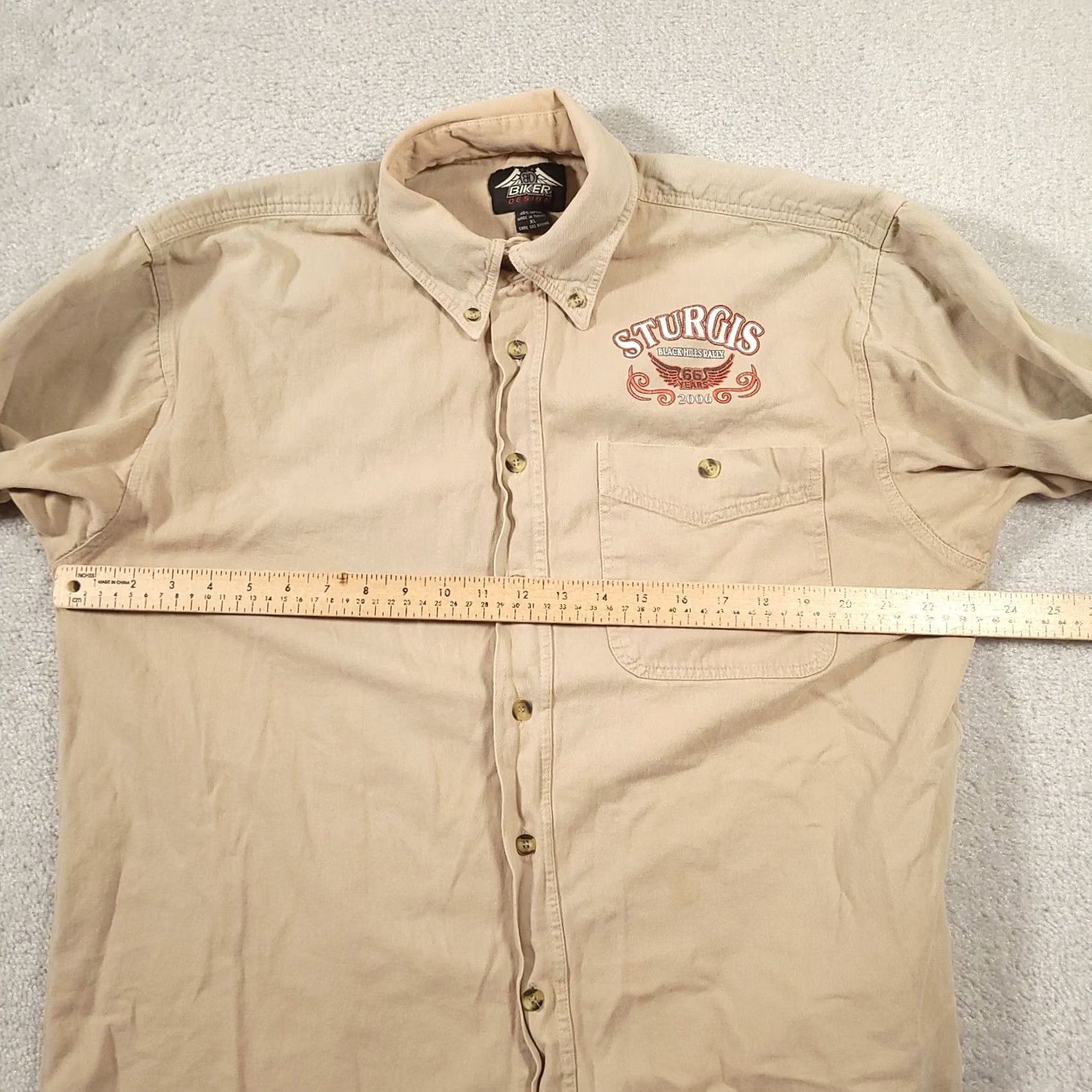 Vintage VINTAGE Sturgis 2006 Biker Design Button Up Shirt XL Tan Beige Black Hills Men Shirt Size US XL / EU 56 / 4 - 3 Thumbnail