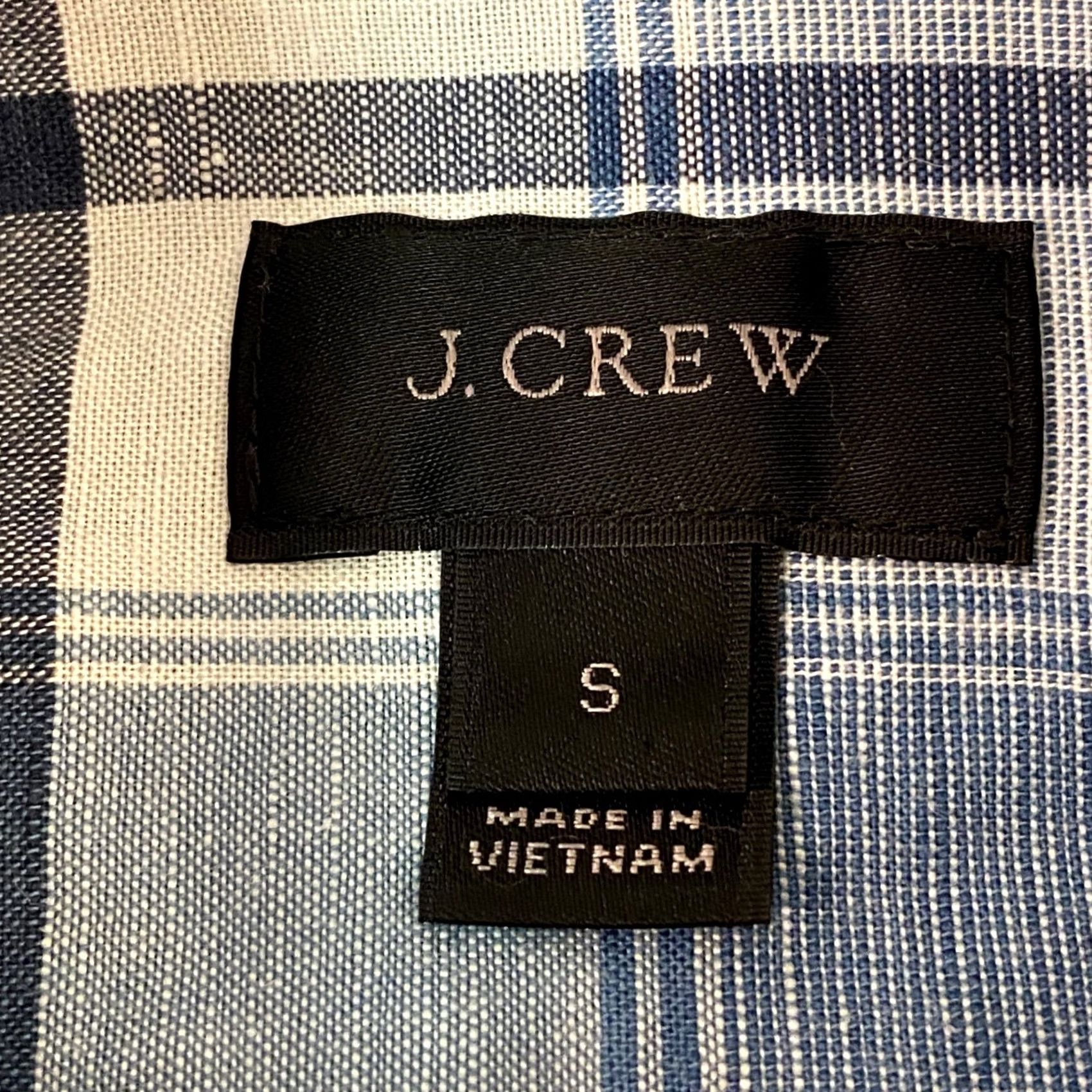 J.Crew J.CREW Shirt Mens Small Blue Plaid Button-Down Linen Cotton Long Sleeve Pocket Size US S / EU 44-46 / 1 - 3 Thumbnail