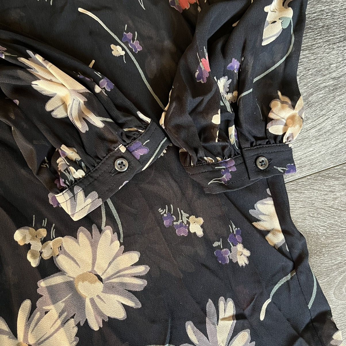 Polo Ralph Lauren Polo Ralph Lauren Black Floral Printed Chiffon Tunic Top Size XXL / US 16-18 / IT 52-54 - 7 Thumbnail
