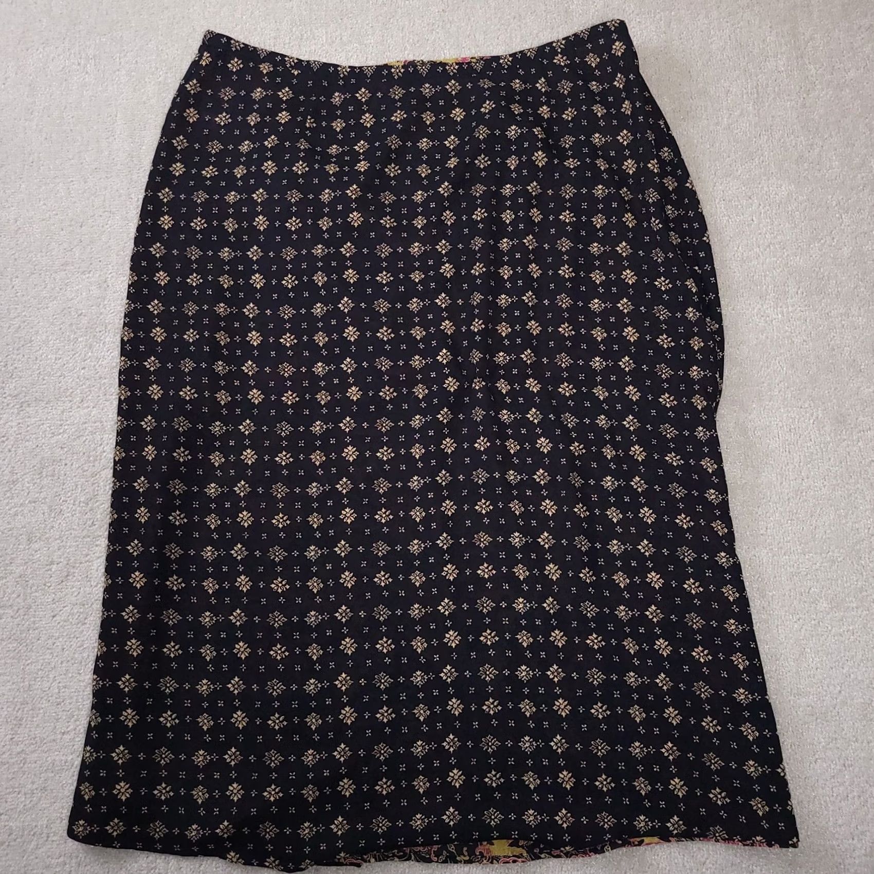 Liz Claiborne Emma James Liz Claiborne Maxi Skirt Reversible 22W Plus Slit Floral Geo Womens Skirt Midi 90s Vintage? Size 40" / US 18 - 2 Thumbnail