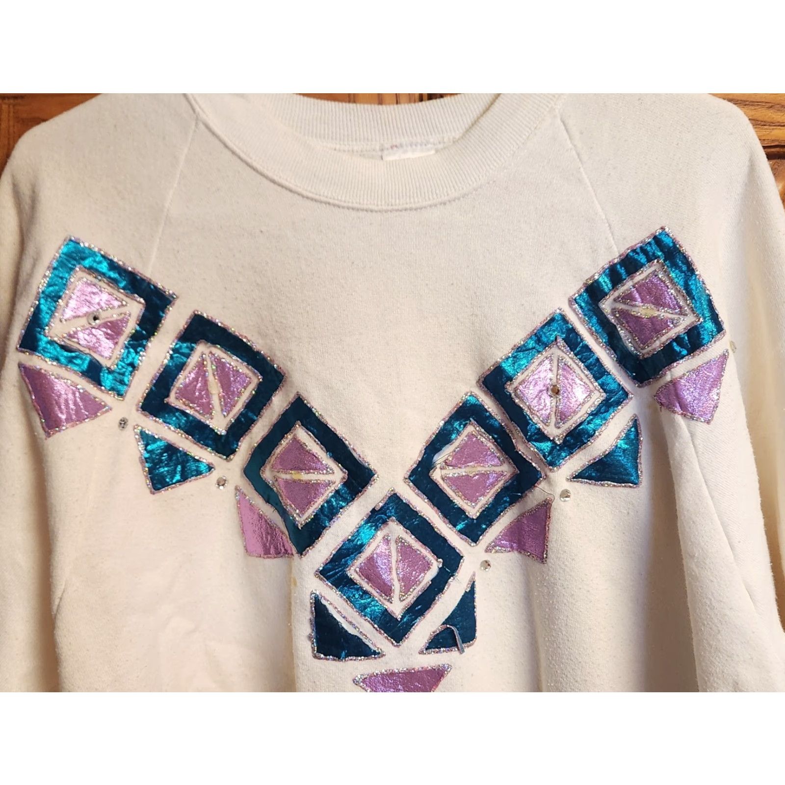 Fruit Of The Loom VINTAGE Fruit Of The Loom Geometric Sweatshirt Women's L Large Crewneck Pullover Sweater Size L / US 10 / IT 46 - 3 Thumbnail
