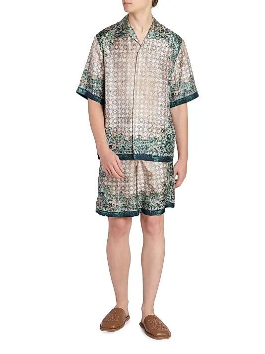 Amiri os11x0526 Silk Bandana Bowling Shirt in Multicolor Size US XL / EU 56 / 4 - 2 Thumbnail