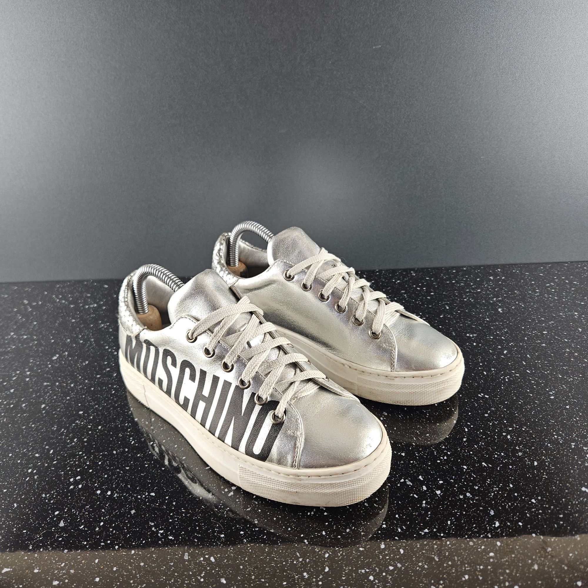 Moschino Moschino Teen Metallic Chrome Leather Sneakers (Y0112) Size US 6 / IT 36 - 5 Thumbnail