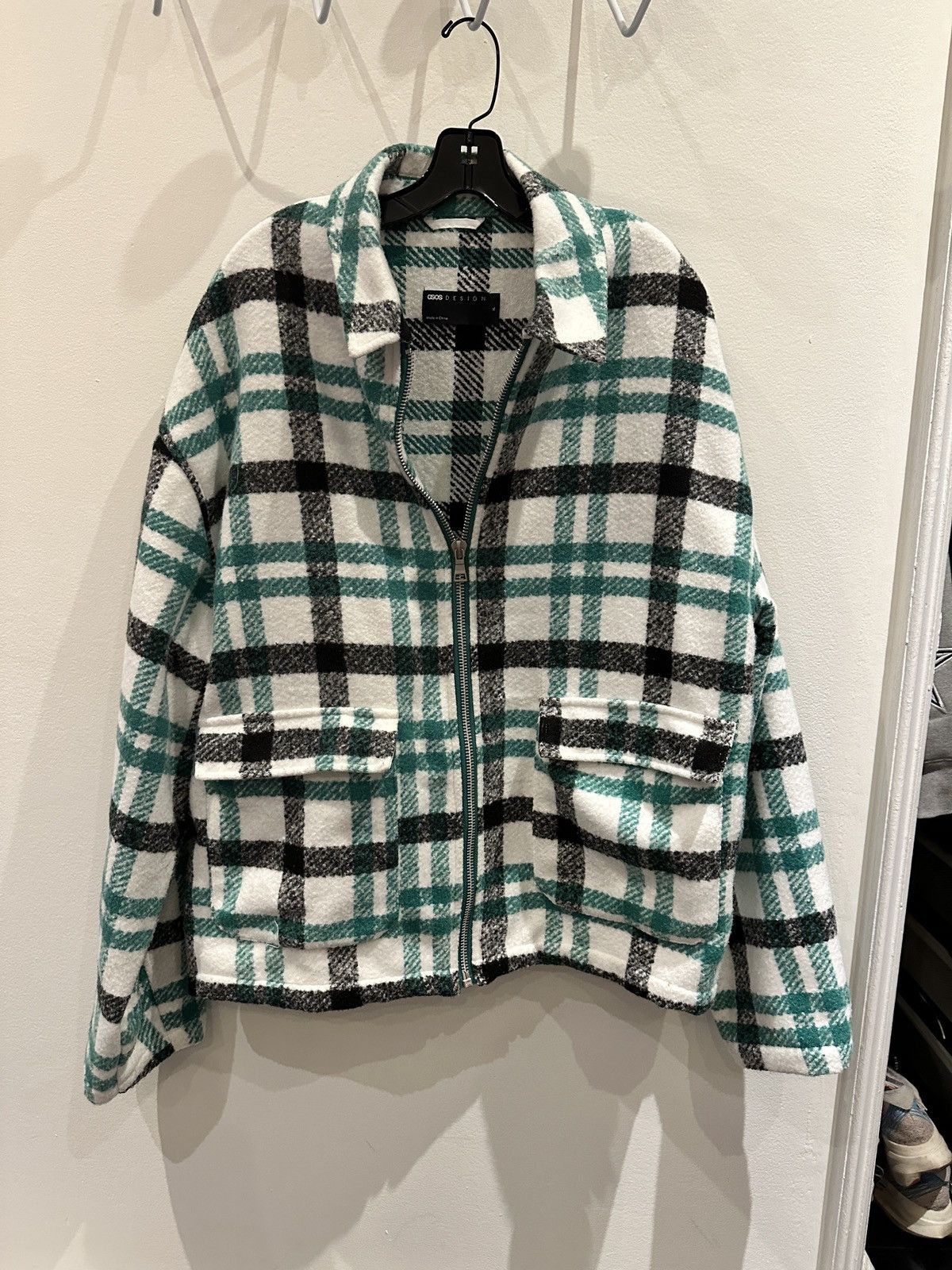 Asos Asos Plaid Zip Jacket Green Black Size US XL / EU 56 / 4 - 1 Thumbnail