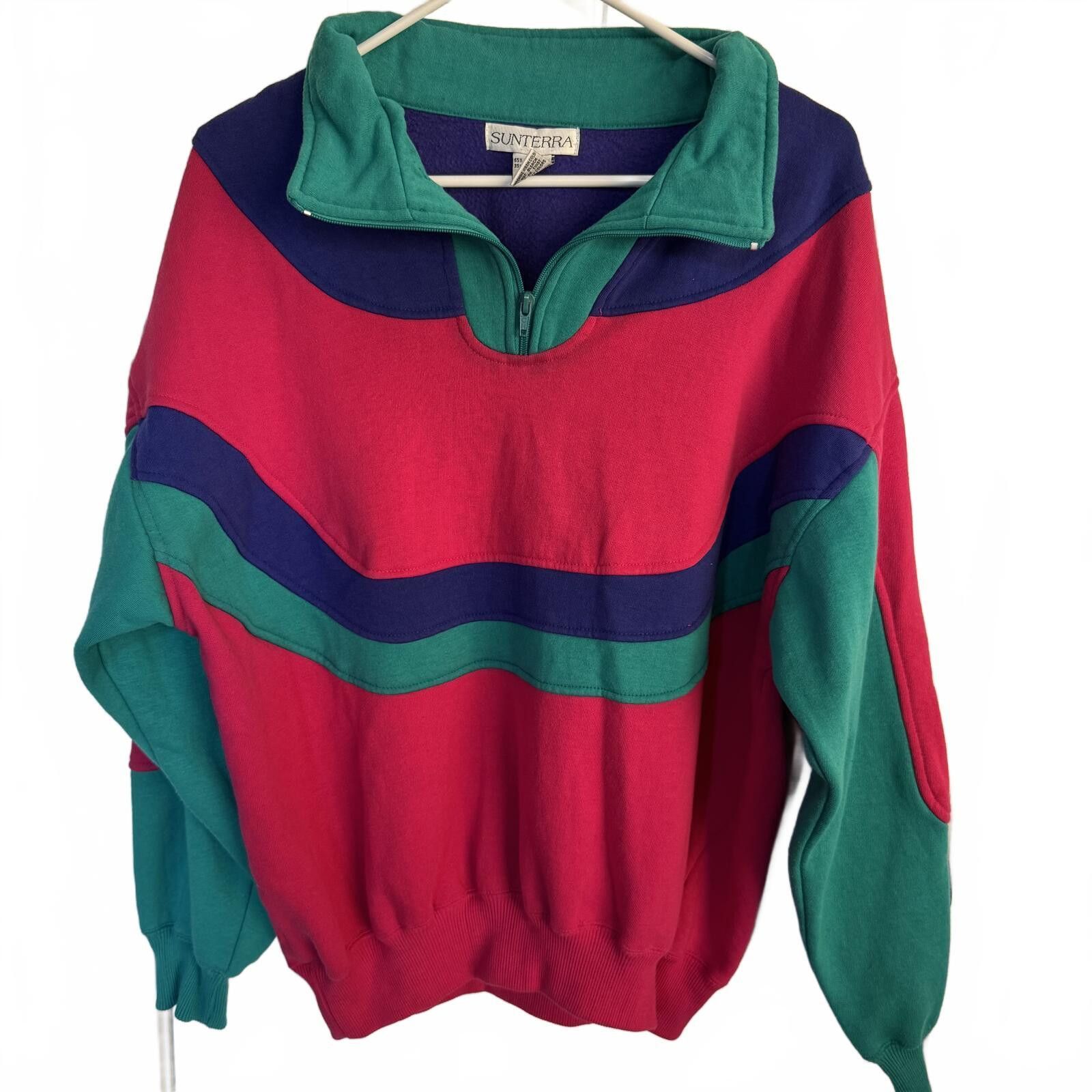 Other Sunterra 90's Colorblock Quarter-Zip Sweatshirt Large Size L / US 10 / IT 46 - 1 Thumbnail