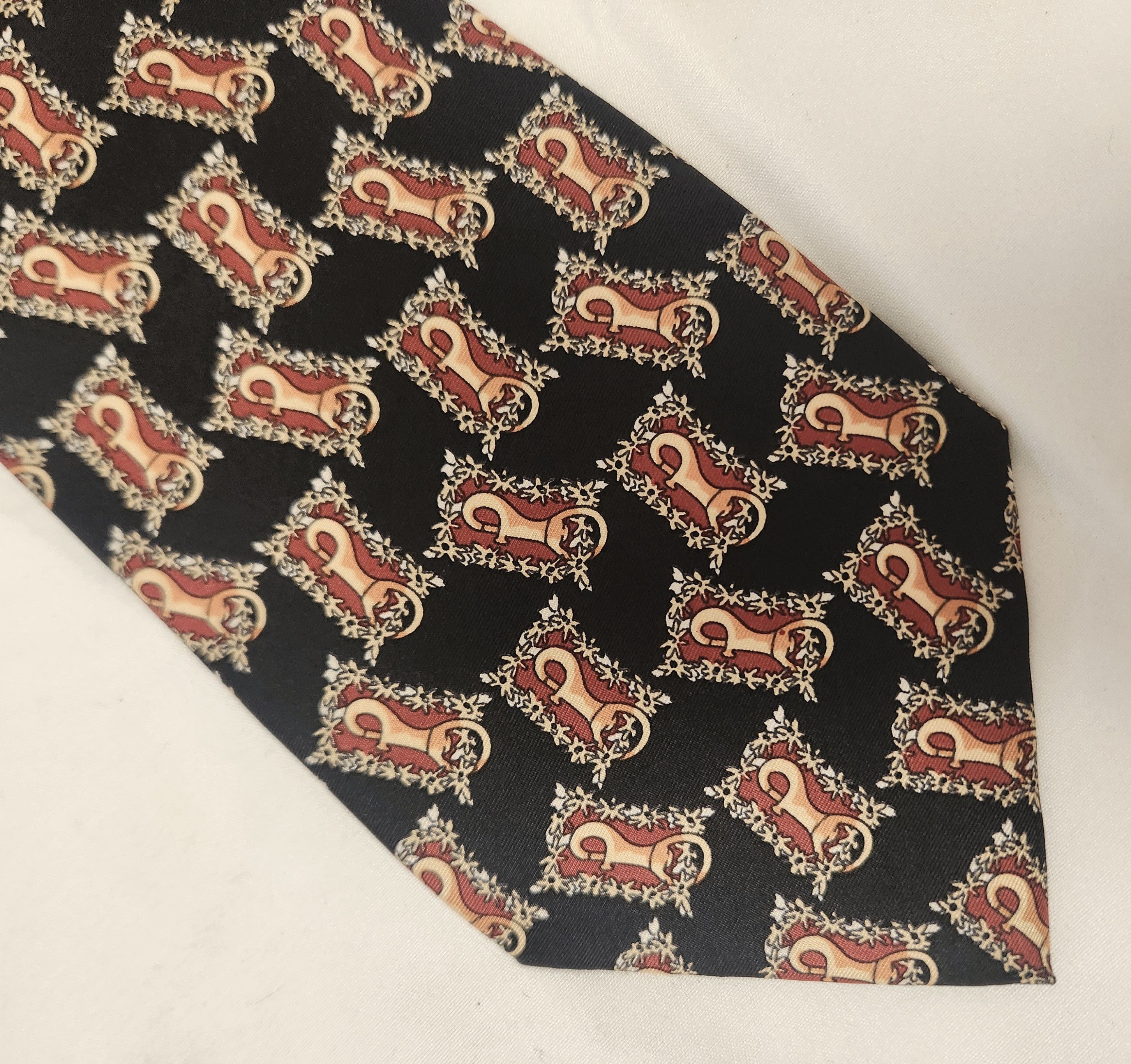 Fendi Fendi neck tie black gold red silk Italy Size ONE SIZE - 3 Thumbnail