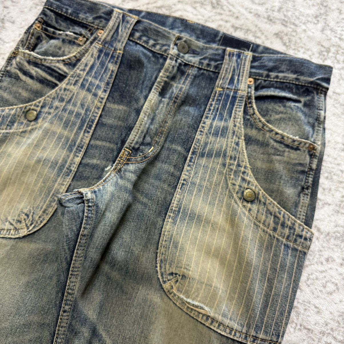 Kapital 2000s Antgauge Japan Reconstructed Pinstripe Panel Denim Size US 33 - 7 Thumbnail