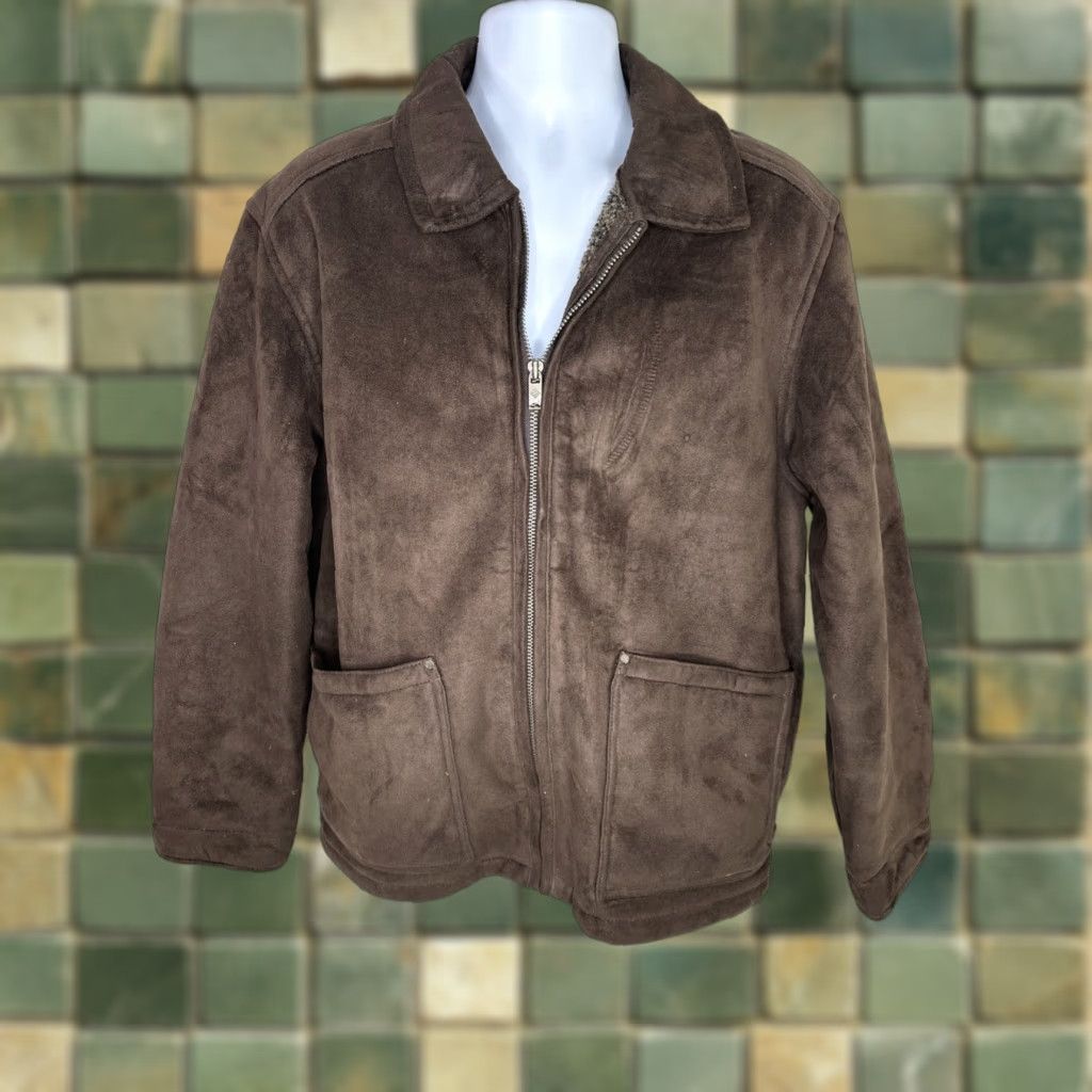 Vintage Columbia Bomber Jacket Coat Men L Brown Faux Suede Sherpa Lined Regular Zip Coat Size US L / EU 52-54 / 3 - 1 Thumbnail