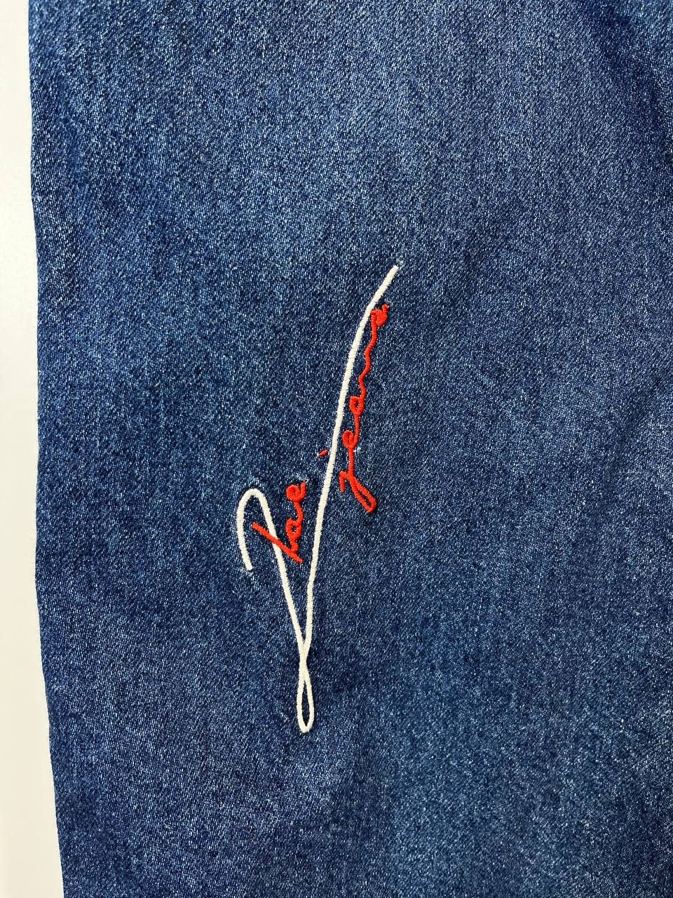 Other VINTAGE 2P Jeans Blue Denim Embroidered Logo Baggy Sz 30 Size US 30 / EU 46 - 2 Thumbnail