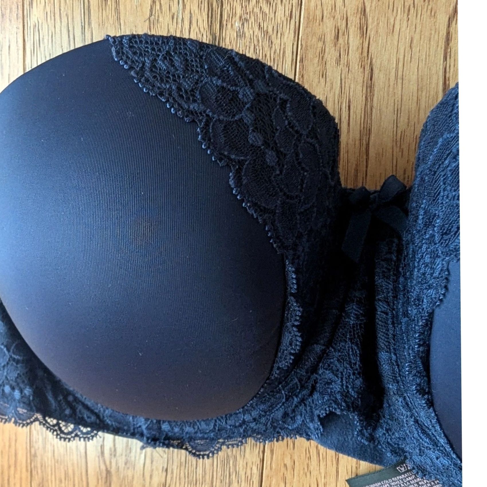 Victoria's Secret Victoria's Secret Dream Angels Bra Navy Blue Lace Trim 36DD Strapless Underwired Balconette Multyway Hook & Eye Size ONE SIZE - 3 Thumbnail