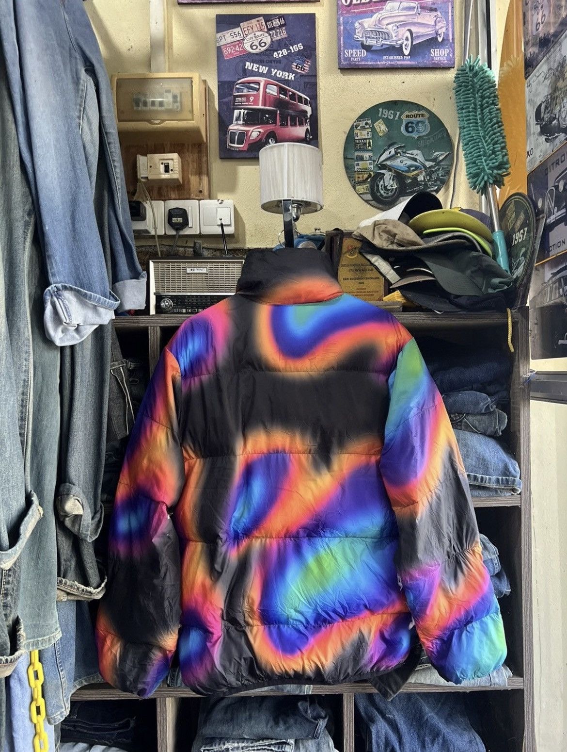 🔥Rare Distressed Converse Multicolor Puffer Jacket