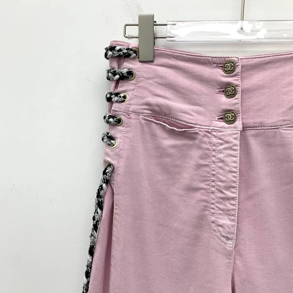 Chanel Chanel Pink Side Woven Tie Straight-leg Denim Pants K26WX Size 25" / US 0 / IT 36 - 3 Thumbnail