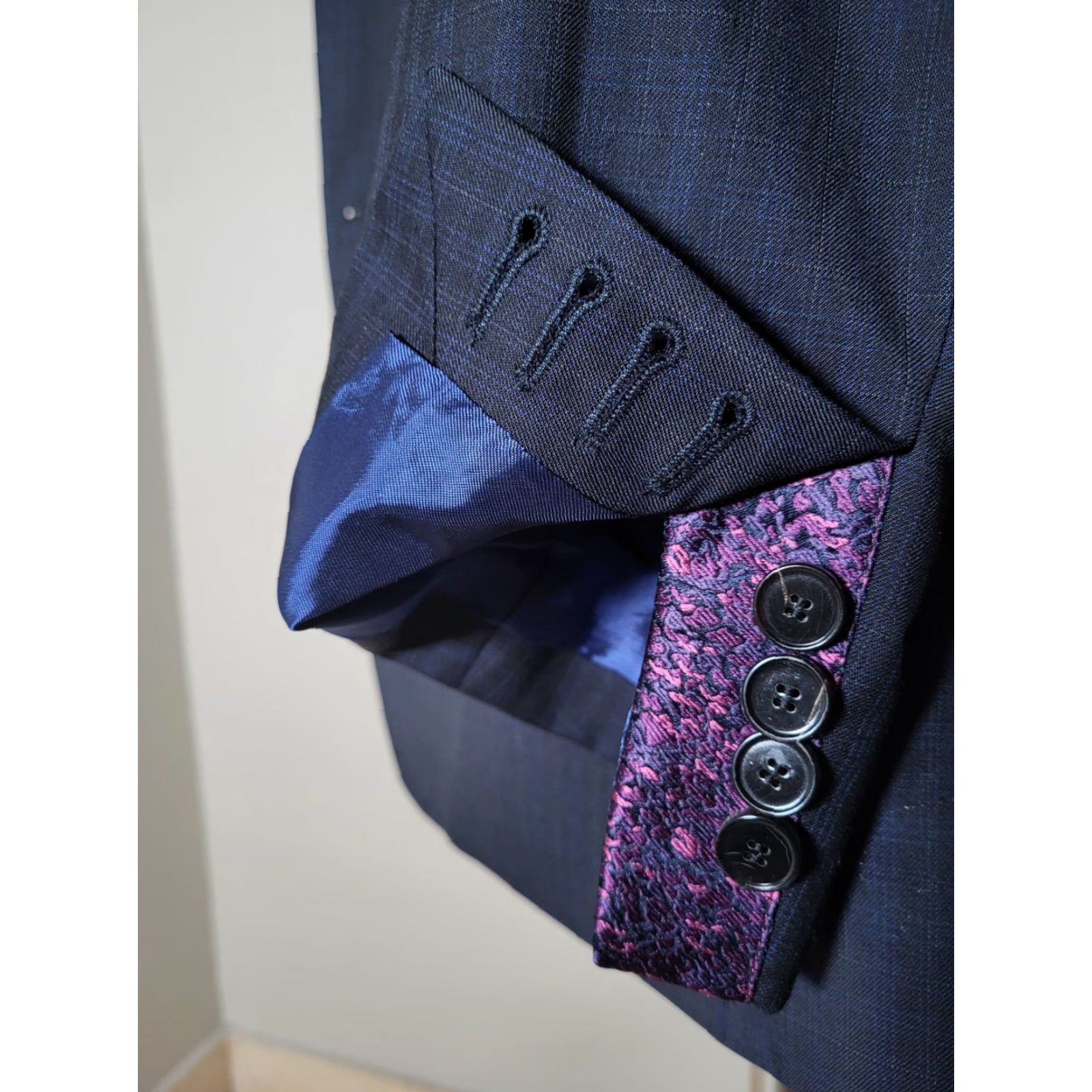 Ted Baker Ted Baker Sport Coat Blazer Jacket Blue Check Wool 44R Men Regular Fit Notch Lapel Four-Button Viscose Lining Double-Vented New without tags Size 44R - 4 Thumbnail