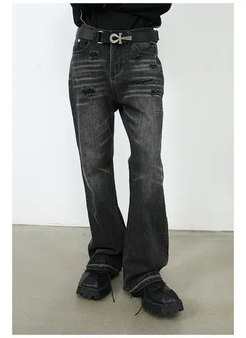 Japanese Brand × Jean Retro men's distressed niche loose flared jeans Size US 32 / EU 48 - 3 Thumbnail