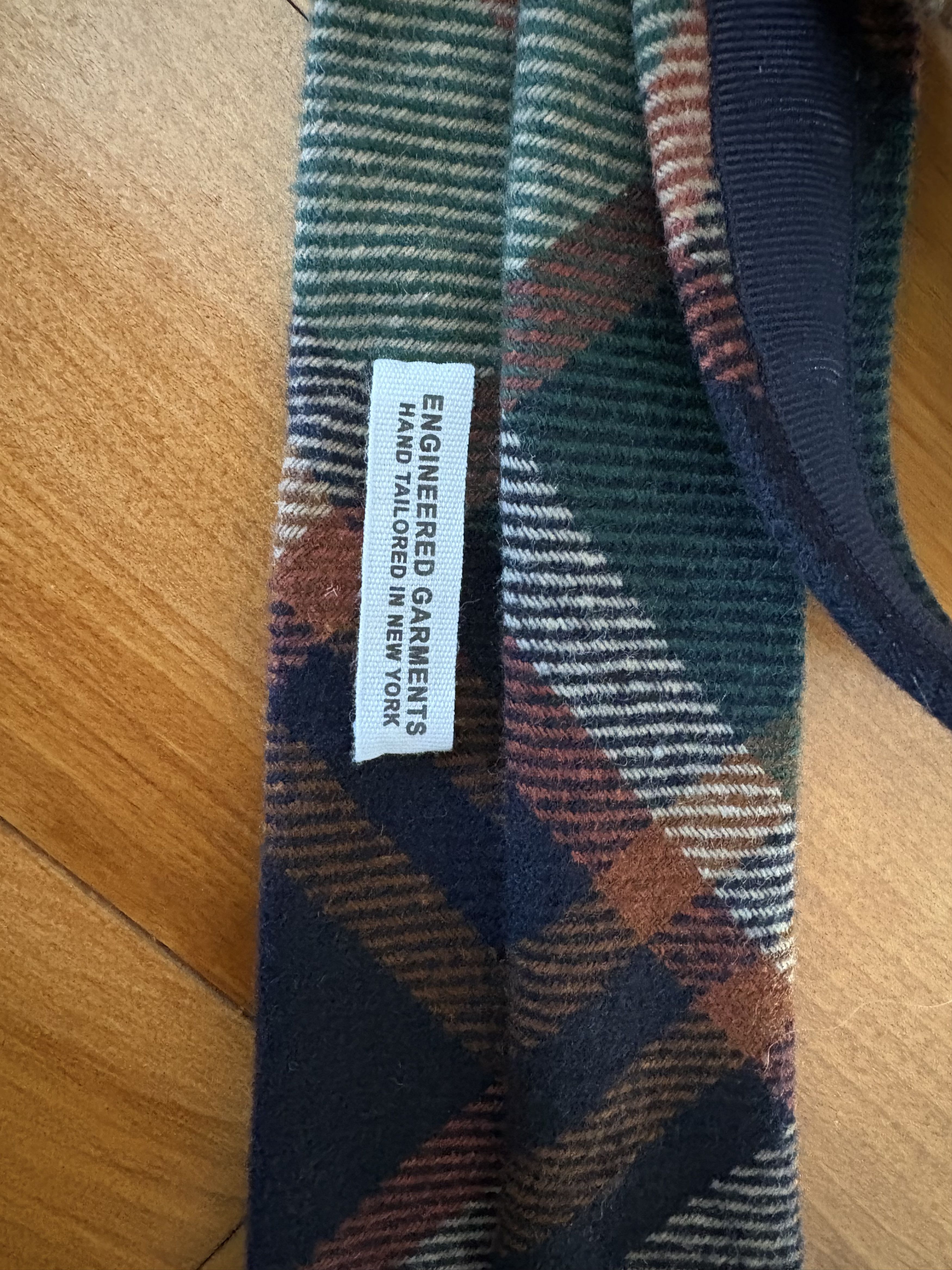 Engineered Garments Neck Tie Navy/Brown Heavy Wool Plaid Size ONE SIZE - 3 Thumbnail