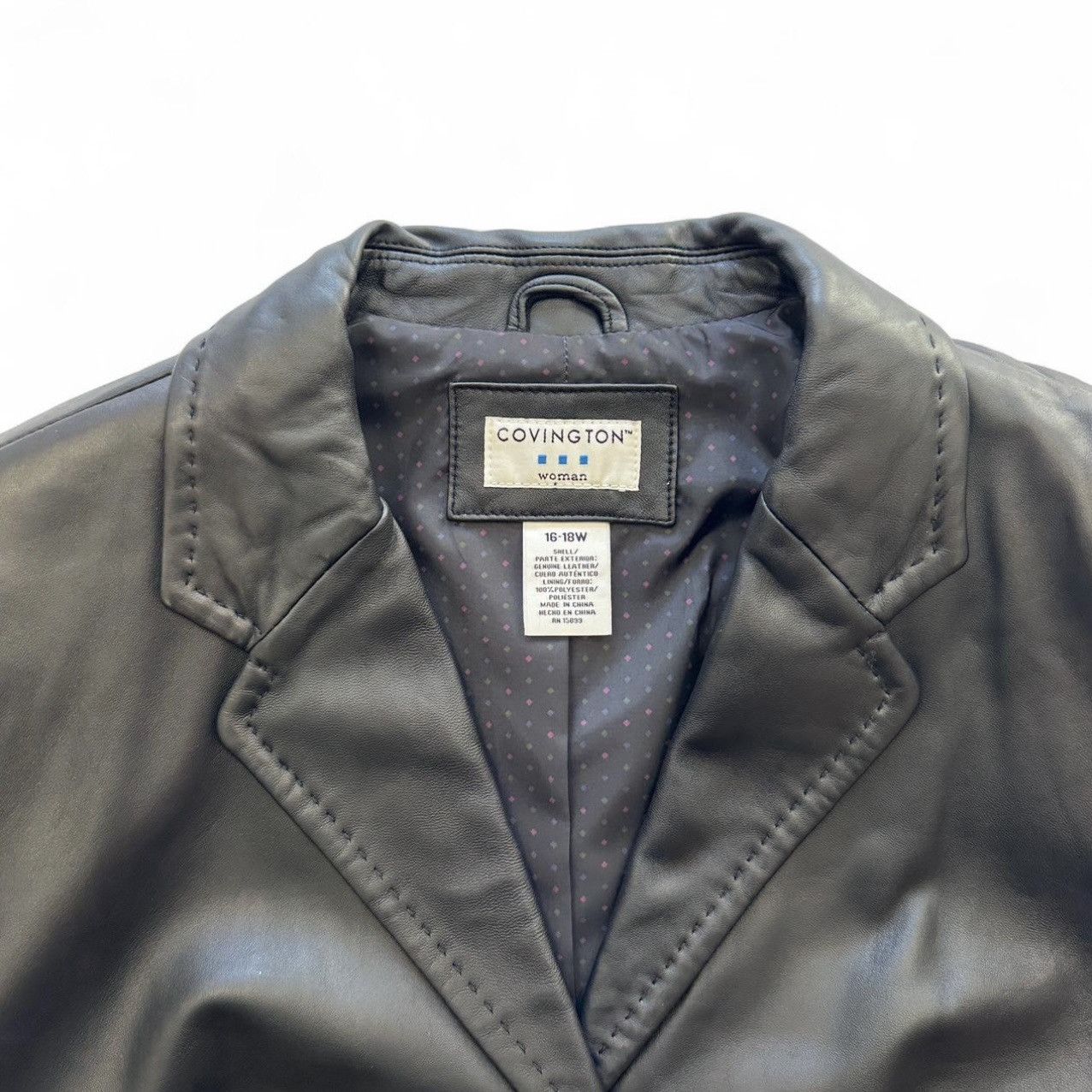 Covington Black Leather Blazer – Women’s 16W–18W