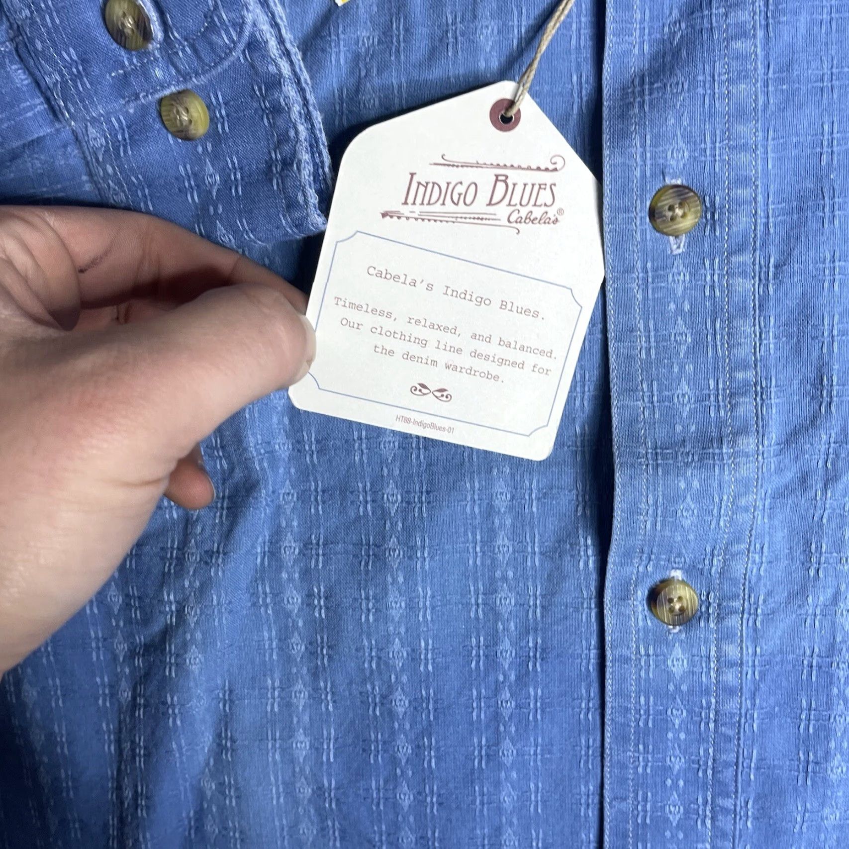 Vintage VINTAGE Cabela's Indigo Blues Shirt Men M Long Sleeve Button-Up Geometric Southwestern NWT FLAWS Blue Cotton Size US M / EU 48-50 / 2 - 6 Thumbnail