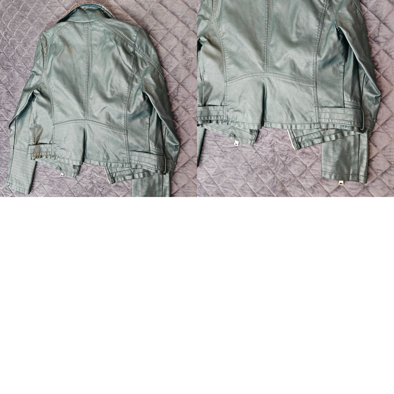 Vintage Jolt Women's Vegan Leather Jacket Green Size L Faux Fur Zipper Accents Jacket Size L / US 10 / IT 46 - 11 Thumbnail
