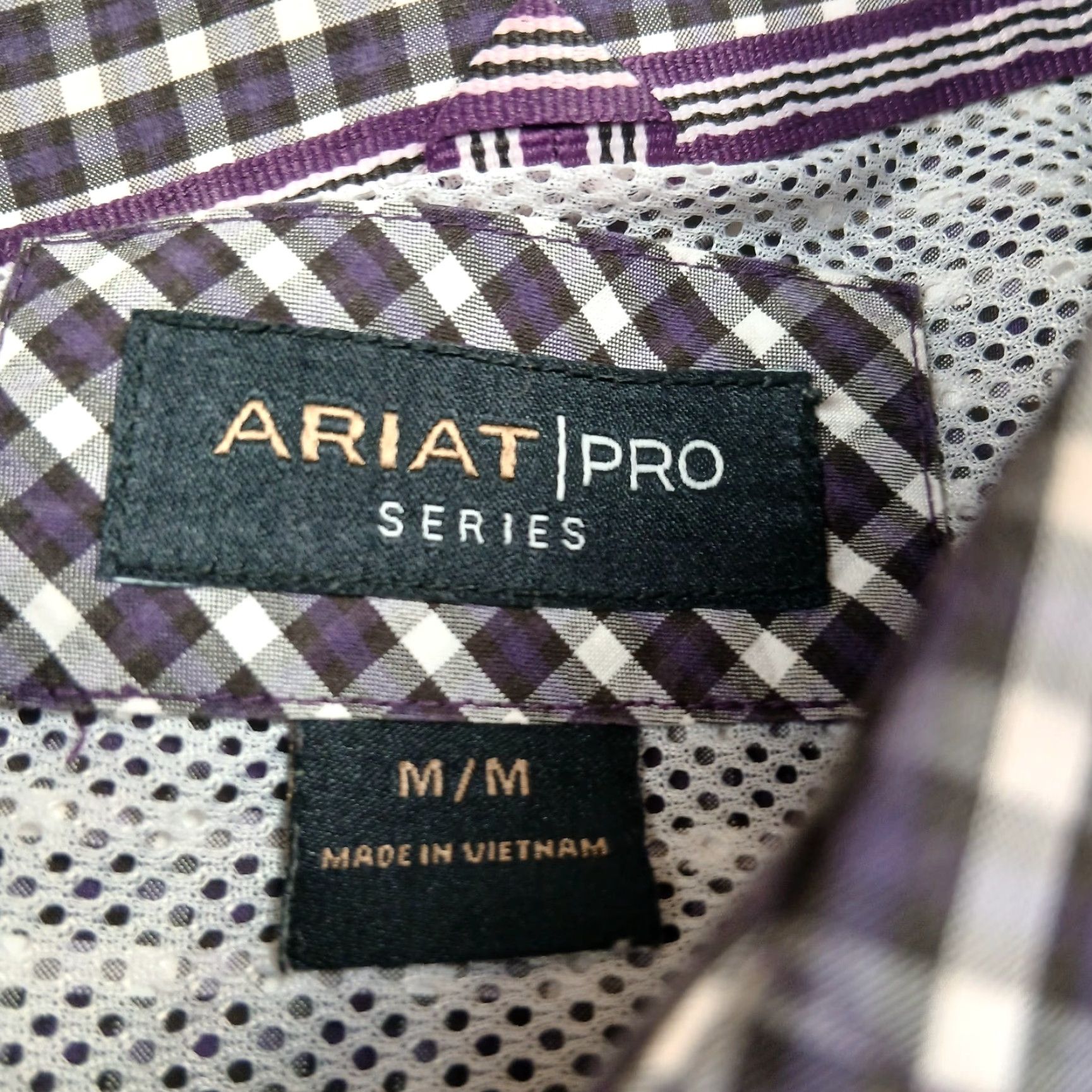 Ariat Ariat Pro Series Button-Up Shirt Mens M Purple Check Cowboy Western Shirt Size US M / EU 48-50 / 2 - 6 Thumbnail